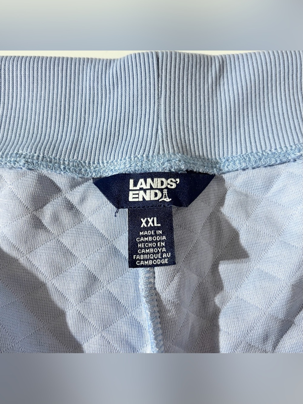 Lands End Quilted Lounge Pants Pull-On Jogger Sweatpants Light Blue Size XXL - Picture 11 of 14